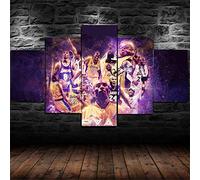 Immagini da Parete 5 Pezzi Quadro su Tela La stella del basket NBA Black Mamba Kobe Bryant Quadri Moderni Camera da Letto Adesivo Murale da Parete Quadri Grandi Dimensioni Regali di Natale con Cornice