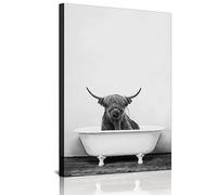 Immagini di animali in bagno, immagini in bianco e nero, divertenti stampe su tela, arte da parete, decorazione minimalista per la casa - senza cornice (animali -5, 30 x 40)