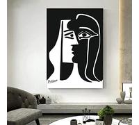 Immagini di arte della parete in bianco e nero Semplicità astratta Pablo Picasso Bacio Quadro su tela Poster Soggiorno Decorazioni per la casa 70x100cm Senza cornice