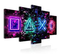Immagini di gioco 3D su tela Decorazione da parete Neon Gamer Simboli Pulsanti Pittura Opere d'arte 5 pannelli Colorati Cool Game Art Stampe per bambini Sala giochi Camera da letto 160W x 70"H