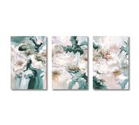 Immagini di Parete,3 Pezzi-Poster di Fiori Astratti Verdi e Rosa Arte Murale Stampa su Tela Immagini di Nature Morte Soggiorno Cucina Ufficio Arredamento la Casa-60*80cm/24*31 pollici(senza cornice)