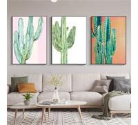 Immagini di Parete,3 Pezzi-Poster Stampe Minimaliste di Cactus Arte Moderna Astratta Delle Piante Dipinti Tela Quadri Parete Decorazioni Soggiorno Cucina Bar Casa-60*70cm/24*27 pollici(senza cornice)