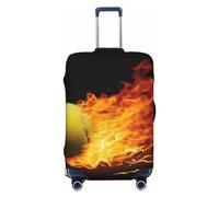 Immagini di tennis in fiamme, coprivaligia elastico lavabile, protezione per valigia, alla moda, antipolvere, adatto per 18-32 pollici, nero, M