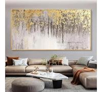 Immagini murali artistiche per la decorazione domestica Cornice dorata Pittura a olio Astratta personalizzata Immagine in lamina d'oro per soggiorno 90x155 cm/35x61 pollici Con-cornice-dorata