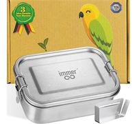 immer Bento Lunchbox - Contenitore portapranzo in acciaio inossidabile a prova di perdite con chiusura a clip, per bambini e adulti (800 ml)