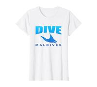 Immergersi nelle Mantas delle Maldive, Immersioni subacquee alle Maldive (Blu) Maglietta, Donna, Bianco, S