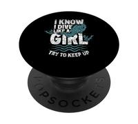 Immergo Come Una Ragazza Cerca Di Tenere Il Passo Diver PopSockets PopGrip Adesivo