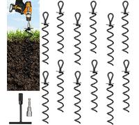 IMMERROT - Confezione da 12 ancoraggi da 39 cm, resistenti per vento forte, avvitabili a terra, altalena a spirale, per tenda, trampolino, albero, giardino, recinzione, capannoni, altalena, facile da