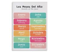 Immersion Poster Bilingual Education Canvas Wall Art Kitchen Decor | Vintage chalkboard style design blends seamlessly into classroom homeschool learning spaces (Framed,08x12inch(20x30cm))