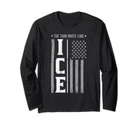 Immigrant Ice Bandiera USA The Thin White Line Uomini Donne Bambini Maglia a Manica