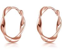 Immobird Orecchini Cerchio in Argento Sterling 925 con Piccoli Intrecciare Cerchio Unisex Orecchini per Adatti a Donna e Uomo (oro rosa-13mm)