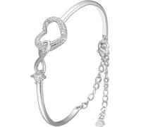 IMMUNOTRAX Always In My Heart - Bracciale Infinity Heart, Bracciale Infinity Love Heart To My Daughter Bracciale madre figlia, Bracciale regolabile con cuore in zircone regalo per donna (Silver)