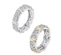 IMMUNOTRAX Anello magnetologico Moissanite Anello Croce Moissanite X Sollievo Circolazione sanguigna e linfonodi Anelli magnetici zircone Perdita di Peso (Silver+Gold,8)