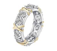 IMMUNOTRAX Anello magnetologico Moissanite Anello croce Moissanite X Sollievo Circolazione sanguigna e linfonodi Anelli magnetici zircone Perdita di peso (Gold,9)