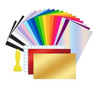 ImnBest 24 Fogli permanenti in Vinile con Retro Adesivo,22Fogli di Vinile 12"x 8" + 1Fogli di Nastro di Trasferimento,30,5 x 20,5 cm.19 Colori Assortiti, Funziona con Cricut (23)