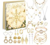 ImnBest Calendario dell'Avvento 2025, calendario dell'Avvento da donna e ragazza, 24 sorprese, set di gioielli da donna, regalo di Natale per donne, ragazze, adolescenti e bambini