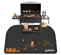 ImnBest Tappetino ignifugo, 180 x 100 cm, pieghevole, in fibra di vetro di silicone, resistente al calore, impermeabile, per barbecue, camino, pavimento, prato e campeggio
