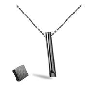 IMOCKA Breathlace Necklace Quit Smoking, Anxiety Relief Items Necklace, Stainless Steel Mindful Breathing Necklace (Black)