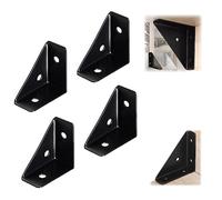 IMOCKA Corner Reinforcement Triangle Fastener, 90 Degree Gusseted Fittings, Triangular Bracket Fastener, 90 Degree Cabinet Triangle Bracket, Bed Corner Support (4X Black,S)