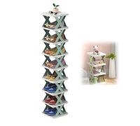 IMOCKA Multi-Layer Shoe Rack Storage Organizer, Vertical Shoes Rack Organizer, Narrow Corner Shoe Rack, Vertical Shoe Tower, Expandable Shoe Rack (Blue,4 Layer)