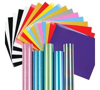 IModeur 24 fogli di vinile termoadesivo - 30,5 x 25,4 cm (2 fogli di cangiante & 2 fogli di Glitter) vinile termoadesivo per tessuti, vestiti, berretti, pantaloni