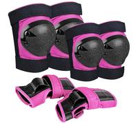 iMoebel Set di Protezioni 6 in 1 per Bambini, Protezioni per Inline Skate, Ginocchiere Regolabili, Gomitiere e Polsiere per Pattinare, Guidare, Roller, Skateboard, Rosa S