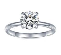 IMOLOVE Moissanite Solitario Anello di fidanzamento da donna, anello di fidanzamento da donna, anelli di promessa moissanite 1 ct colore D purezza VVS1 fede nuziale in argento Sterling 925 con