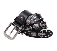 IMOSEI Cintura, Cinture Punk con Rivetti in Metallo Pesante in Vera Pelle for Uomo Cintura da Cowboy con Borchie Rock Cintura in Vita da Uomo (Color : Nero, Size : Length 125cm)
