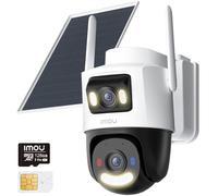 Imou 10MP(5MP+5MP) Telecamera Pannello Solare 8W con Doppia Lente, Telecamera Wi-Fi Esterno 4G con SIM Card, AOV Registrazione 24/7, Rilevamento Umano/Veicoli, 10000mAh Batteria, Micro SD 128GB, IP65