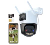 Imou 4G LTE Telecamera Esterno con Sim e 64GB Micro SD, 3K(3MP+3MP) Telecamera Senza WiFi con Doppio Obbiettivo, Visione Notturna a Colori, Rilevamento Umano/Veicoli, IP65, Crociera Automatica