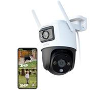 Imou 4K(3MP+5MP)Telecamera WiFi Esterno Doppio Obbiettivo, 360° Videocamera | 2,4g, Visione Notturna a Colori, Rilevamento Umano/Veicoli, IP66, Tracciamento Smart, Notifiche Real-Time, Modalità Privata
