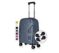 IMPACKT Custodia rigida IP1 a 4 ruote in materiale riciclato con 6 anni di garanzia; custodia da viaggio sostenibile con rotelle intercambiabili, blu ghiacciaio, 55 cm (Größe S), casual