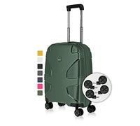IMPACKT Custodia rigida IP1 a 4 ruote in materiale riciclato, valigia da viaggio sostenibile con ruote intercambiabili, Verde Mare Profondo, 55 cm (Größe S), Valigia