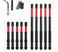 Impact Screwdriver Bit Set for Electricians, 10Pcs FPH2 Bits with Magnetic, S2 Steel 65mm & 110mm Slotted Heads 1/4 Inch Hex Shank, Cross Slot Screw Driver Drill Bits (mixed-10pc)