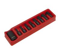 Impact Spline Po' & Supporto Set 9pc 1.3cmSq Drive - Sealey AK5611 Nuovo