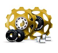 IMPALAPRO Bike - Set 2 Puleggia Deragliatore Posteriore 11T - Pulegge Alluminio CNC Cuscinetti Ceramici - Puleggia Cambio - Pulegge Deragliatore Posteriore - Rotelle del Cambio (Oro)