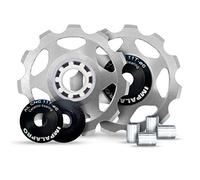 IMPALAPRO Bike - Set 2 Puleggia Deragliatore Posteriore 11T - Pulegge Alluminio CNC Cuscinetti Ceramici - Puleggia Cambio - Pulegge Deragliatore Posteriore - Rotelle del Cambio (Argento)