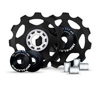 IMPALAPRO Bike - Set 2 Puleggia Deragliatore Posteriore 11T - Pulegge Alluminio CNC Cuscinetti Ceramici - Puleggia Cambio - Pulegge Deragliatore Posteriore - Rotelle del Cambio (Nero)