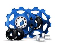 IMPALAPRO Bike - Set 2 Puleggia Deragliatore Posteriore 11T - Pulegge Alluminio CNC Cuscinetti Ceramici - Puleggia Cambio - Pulegge Deragliatore Posteriore - Rotelle del Cambio (Blu)