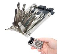 IMPALAPRO Kit Attrezzi Bici Portatile 11 in 1 con Smagliacatena Integrato e Chiavi Allen - Multitool Bici da Corsa e MTB - Multifunzione Acciaio CR-V Ultraleggero 147g e Compatto 75x45x12mm (Argento)