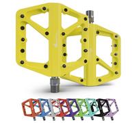 IMPALAPRO - Pedali MTB Flat In Nylon Asse 9/16" Universali Sealed Cuscinetto - Pedali Bici Antiscivolo - Corsa - BMX - Bicicletta - Flat Mtb (giallo)