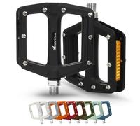 IMPALAPRO - Pedali per Bicicletta con Riflettenti in Fibra di Nylon con Cuscinetto Sigillato 9/16" - Pedale MTB Flat - BMX - Flat Gravel - City Bike con Riflettori (Nero)