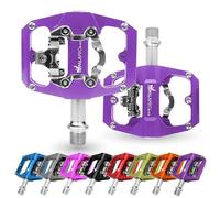 IMPALAPRO - Pedali SPD MTB 9/16'' in Alluminio CNC - Pedali Doppia Funzione Compatibili con Shimano SPD: Piattaforma Antiscivolo e Attacco SPD Regolabile perfetto per pedali MTB e gravel (Viola)