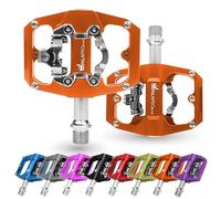 IMPALAPRO - Pedali SPD MTB 9/16'' in Alluminio CNC - Pedali Doppia Funzione Compatibili con Shimano SPD: Piattaforma Antiscivolo e Attacco SPD Regolabile perfetto per pedali MTB e gravel (Arancione)