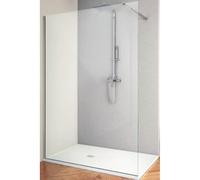 IMPALLI Box Doccia Walk In H200 CM Estensibile 148,5-150 Cm Reversibile Cabina Doccia Anticalcare Cristallo Trasparente Temperato 8 Mm Bracci Estensibili (INOX SPAZZOLATO 150)