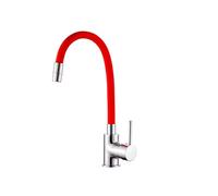 IMPALLI Miscelatore Cucina A Canna Flessibile Girevole In Silicone Colorata Rubinetto Lavello Cucina Completo Di Flessibili Per Miscelatori Rubinetto Cucina 5X36X17 Cm (ROSSO RUBINO)