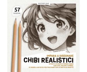 Impara a Disegnare Chibi Realistici: Ritratti di Anime e Manga Kawaii con Luce, Volume e Ombra. 57 Modelli Artistici per Praticare con la Matita di Grafite