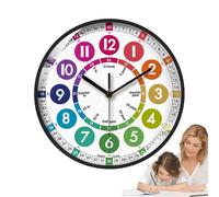 Impara a raccontare l'orologio temporale - Orologio educativo da 10 Pollici, Strumento di apprendimento analogico Silenzioso per Bambini | Numeri facciali 'Orologio Facili da Leggere Colorati, sul
