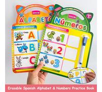 Impara le lettere e i numeri in spagnolo, pratica di alfabeto e numeri in spagnolo con lavagna cancellabile, strumenti di apprendimento dello spagnolo per bambini, materiali di apprendimento interatti