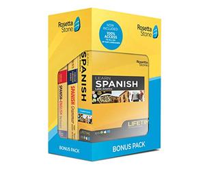 Impara lo spagnolo e le lingue illimitate con accesso a vita: pacchetto bonus Rosetta Stone con libro grammaticale e dizionario